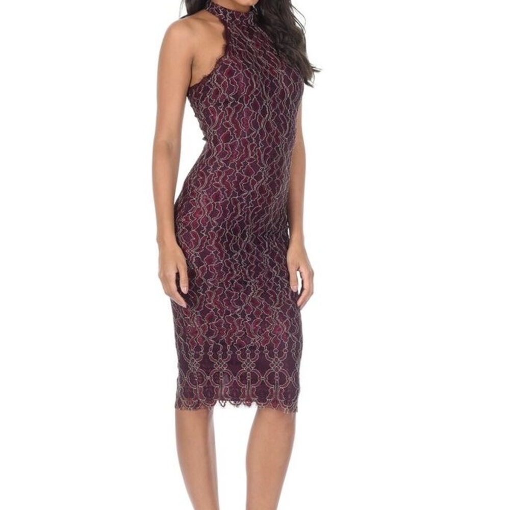 AX Paris Lace Plum Midi Dress